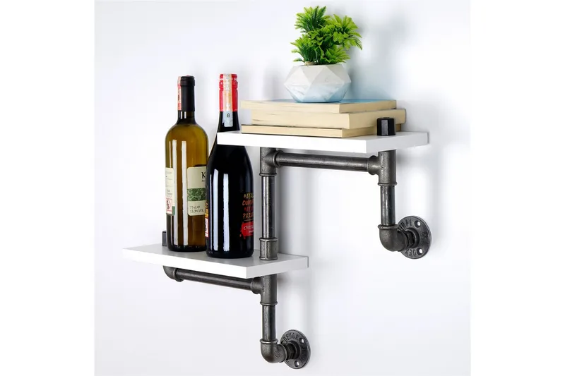 Seinähylly Borura 56x13 cm 2 hyllyä, Valkoinen