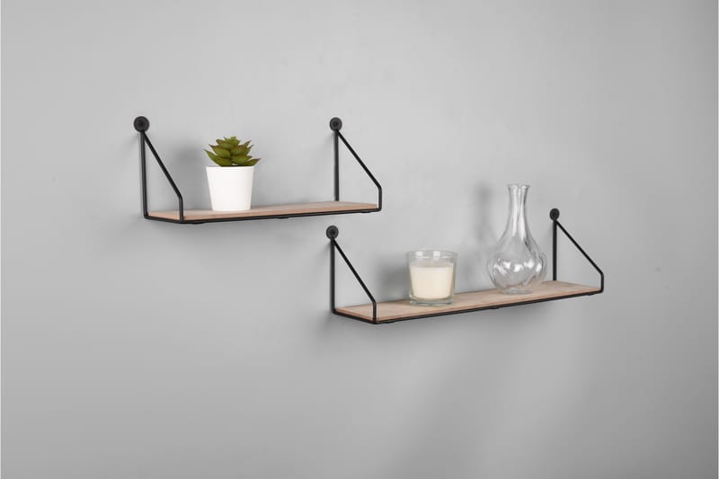 Seinähylly Dana 2-Pack Musta/Puu - Mirrors and more - Säilytys - Hylly - Seinähylly