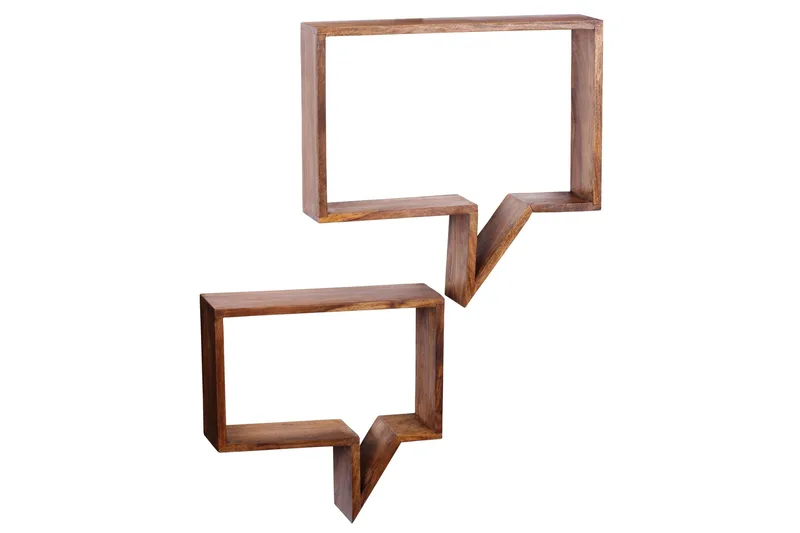 Seinähylly Deraveniere 2-pak, Puu/Luonnonväri