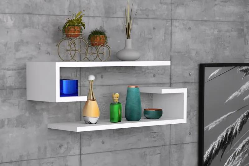 Seinähylly Eldoret 60x20 cm 4 hyllyä, Valkoinen