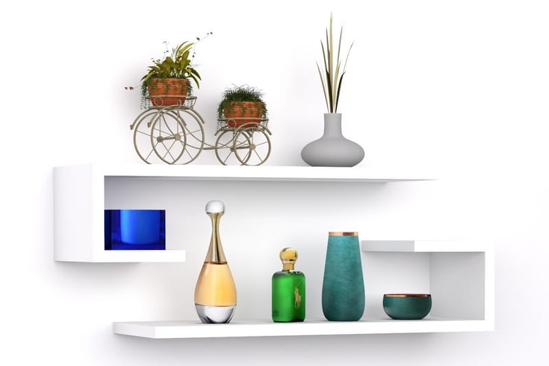 Seinähylly Eldoret 60x20 cm 4 hyllyä - Valkoinen - Säilytys - Hylly - Seinähylly