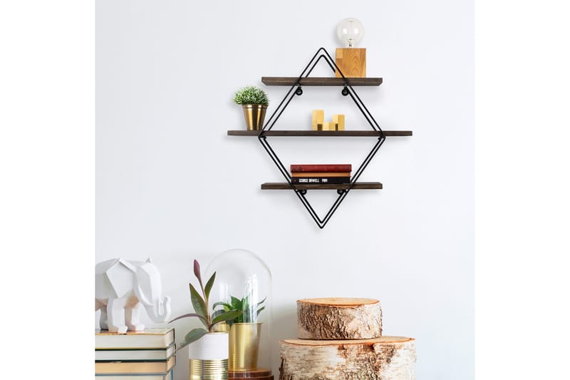 Seinähylly Erysimum 60x15 cm 3 hyllyä - Musta/Tummanruskea - Säilytys - Hylly - Seinähylly