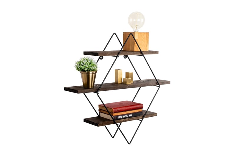 Seinähylly Erysimum 60x15 cm 3 hyllyä - Musta/Tummanruskea - Säilytys - Hylly - Seinähylly