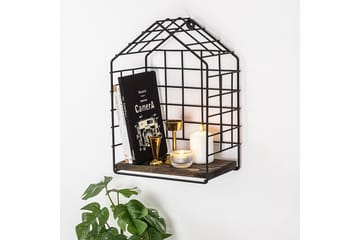 Seinähylly Geteleo 15x27 cm - Musta/pähkinä - Säilytys - Hylly - Seinähylly