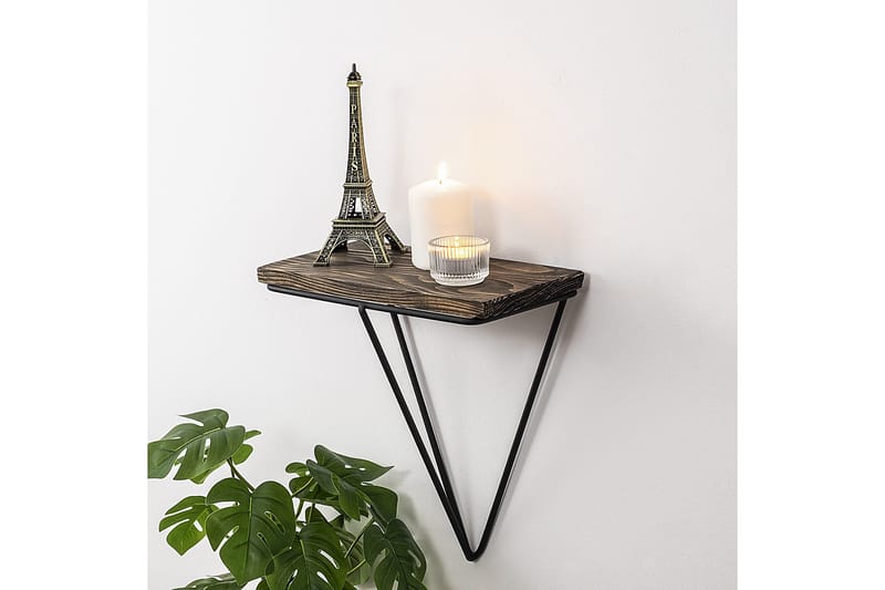 Seinähylly Ghosthill 15x27 cm - Musta/pähkinä - Säilytys - Hylly - Seinähylly