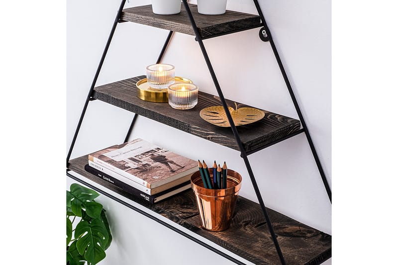 Seinähylly Hyacintha 60x15 cm 3 hyllyä - Musta/Tummanruskea - Säilytys - Hylly - Seinähylly