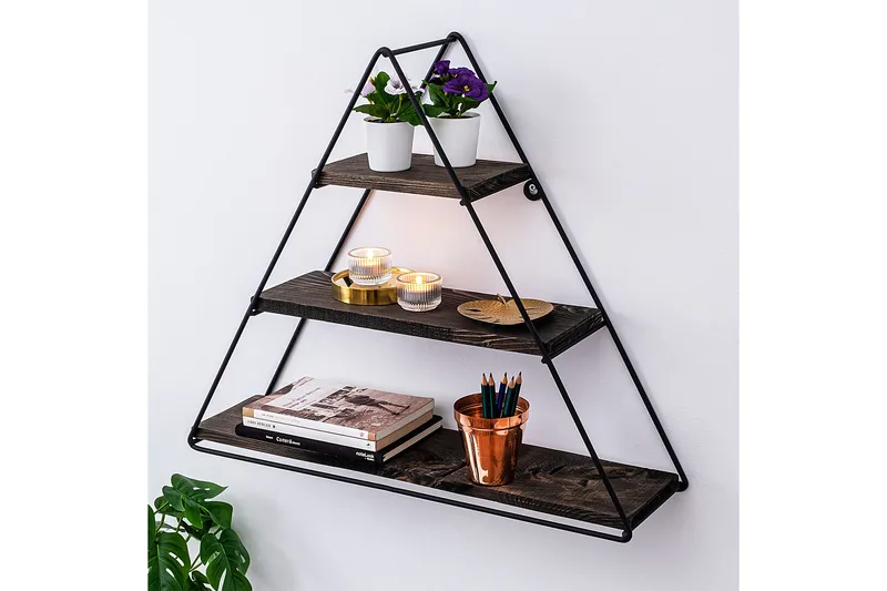 Seinähylly Hyacintha 60x15 cm 3 hyllyä - Musta/Tummanruskea - Säilytys - Hylly - Seinähylly