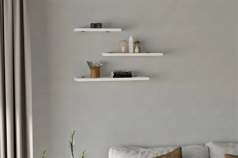 Seinähylly Jakor 2x30 cm 3-pak, Valkoinen
