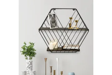 Seinähylly Karadeniz 15x60 cm 2 -pak - Musta/pähkinä - Säilytys - Hylly - Seinähylly