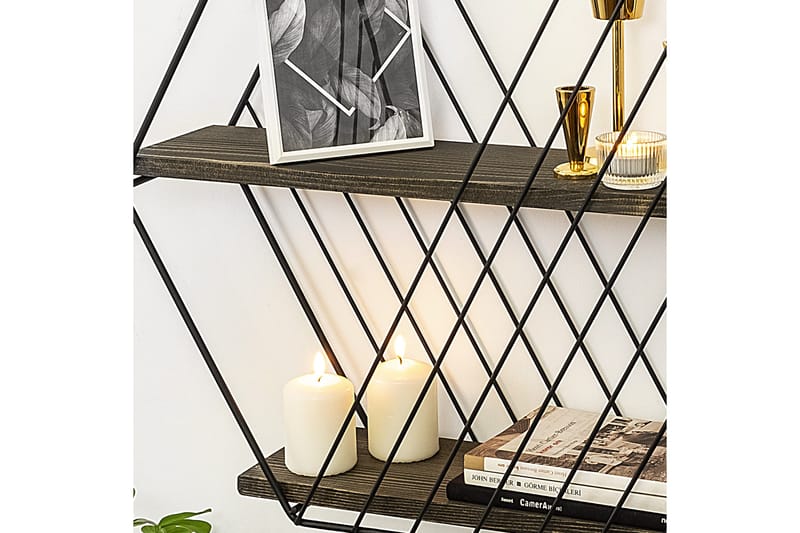 Seinähylly Karadeniz 15x60 cm 2 -pak - Musta/pähkinä - Säilytys - Hylly - Seinähylly