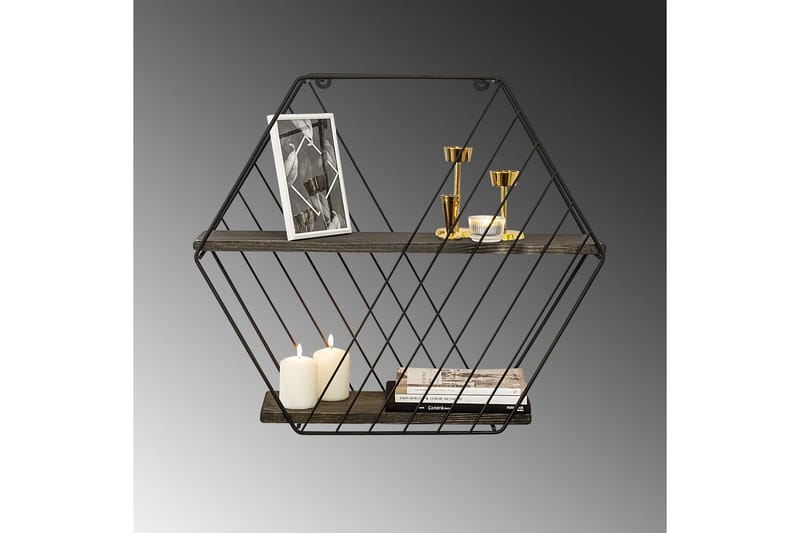 Seinähylly Karadeniz 15x60 cm 2 -pak - Musta/pähkinä - Säilytys - Hylly - Seinähylly