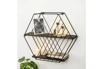 Seinähylly Karadeniz 15x60 cm 2 -pak - Musta/pähkinä - Säilytys - Hylly - Seinähylly