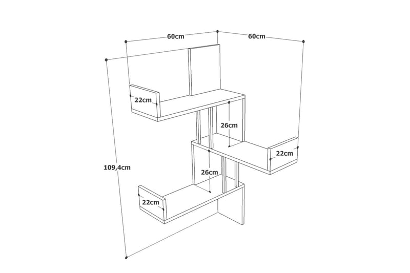 Seinähylly Lannia 60x60 cm - Luonnonväri - Säilytys - Hylly - Seinähylly