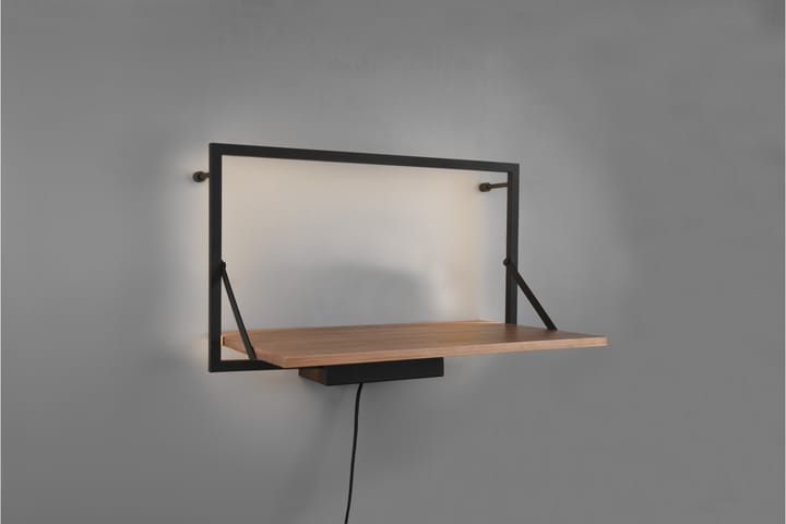 Seinähylly Leonie LED-valolla 50x30 cm Puu/Musta - Mirrors and more - Seinähylly - Keittiöhylly - Hylly