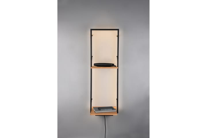 Seinähylly Leonie LED-valolla 72x27 cm Puu/Musta - Mirrors and more - Seinähylly - Keittiöhylly - Hylly