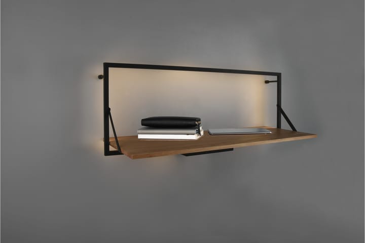 Seinähylly Leonie LED-valolla 90x30 cm Puu/Musta - Mirrors and more - Seinähylly - Keittiöhylly - Hylly