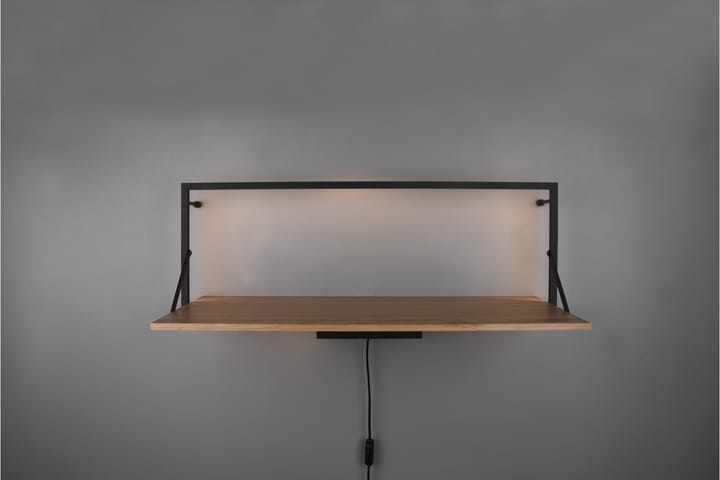 Seinähylly Leonie LED-valolla 90x30 cm Puu/Musta - Mirrors and more - Seinähylly - Keittiöhylly - Hylly