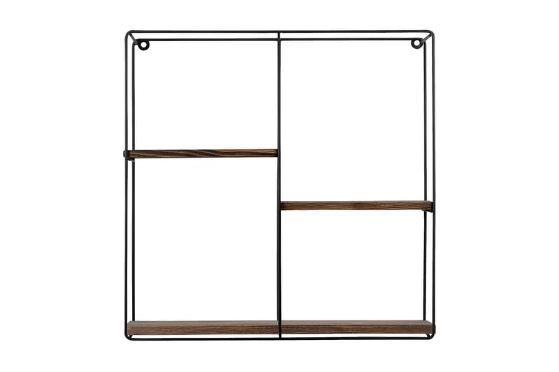 Seinähylly Lilas 60x15 cm 3 hyllyä, Musta/Tummanruskea