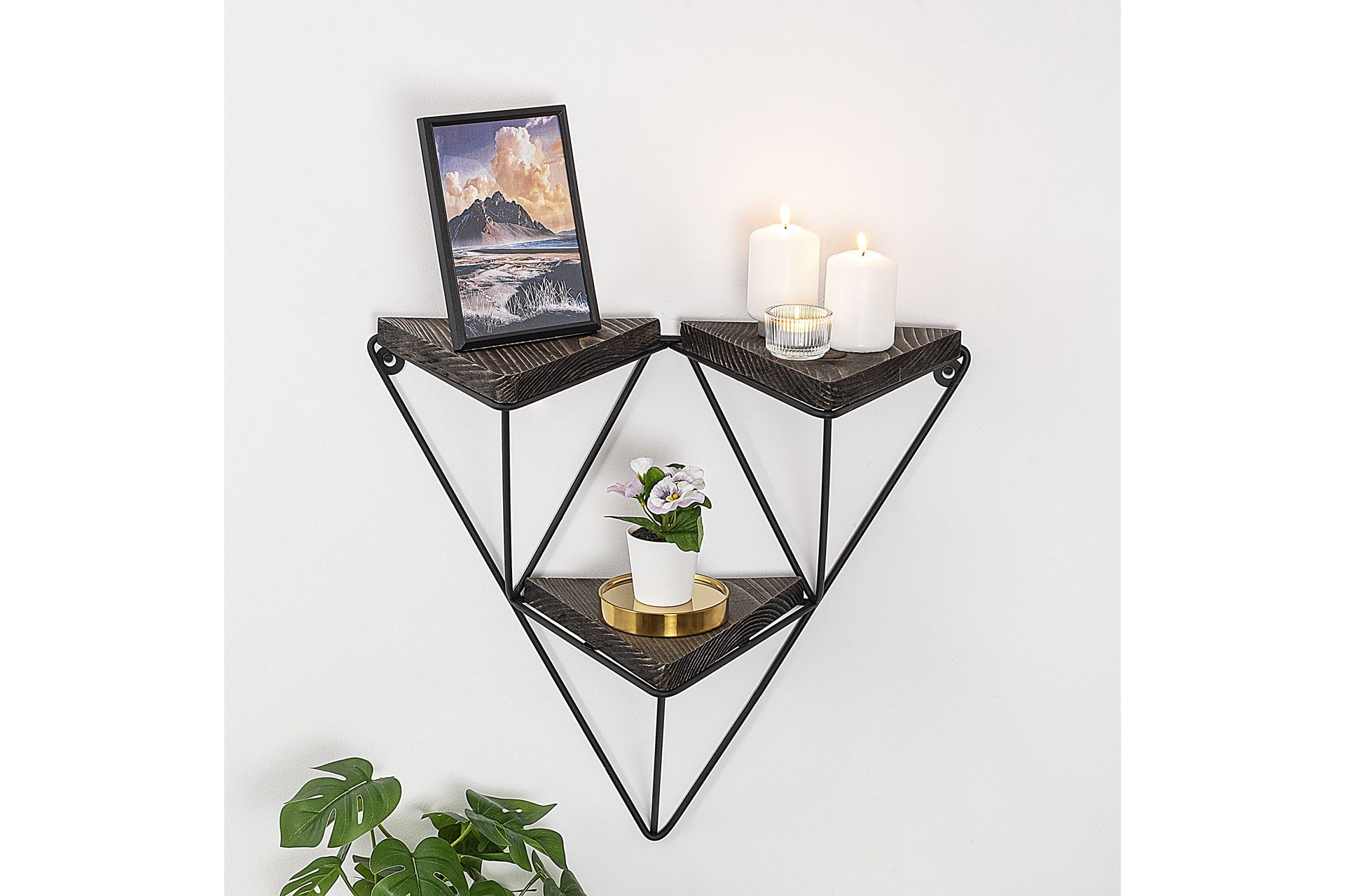 Seinähylly Lonnekar 15x57 cm 3-pak - Musta/pähkinä - Säilytys - Hylly - Seinähylly