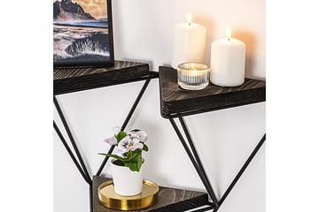 Seinähylly Lonnekar 15x57 cm 3-pak - Musta/pähkinä - Säilytys - Hylly - Seinähylly
