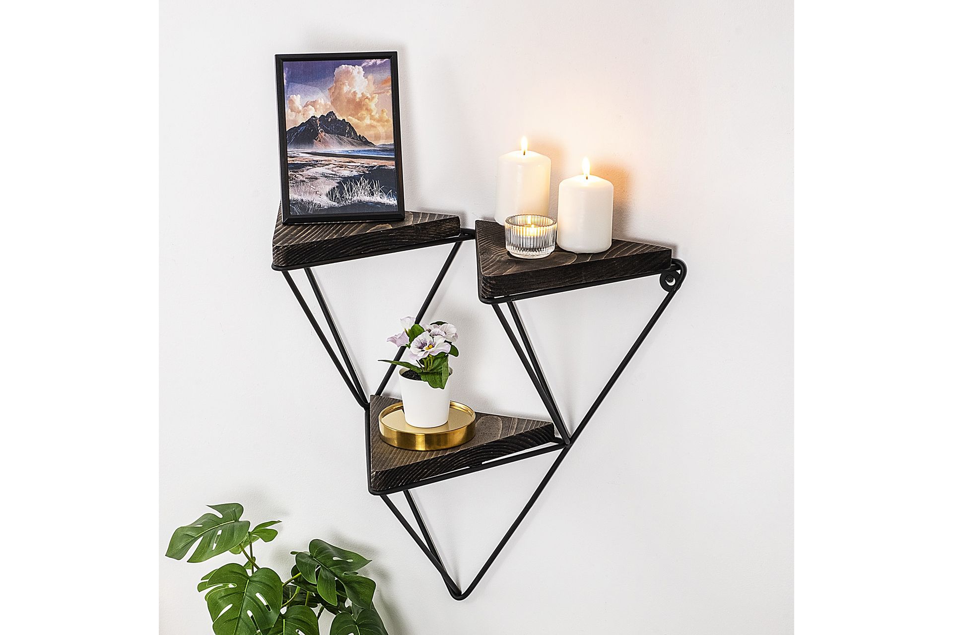 Seinähylly Lonnekar 15x57 cm 3-pak - Musta/pähkinä - Säilytys - Hylly - Seinähylly