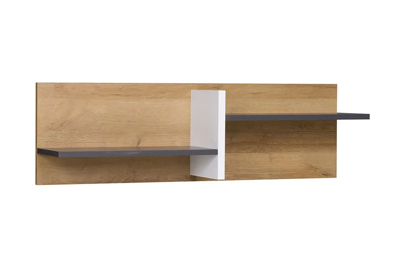 Seinähylly Lyseme 100 cm, Valkoinen/Harmaa/Puu