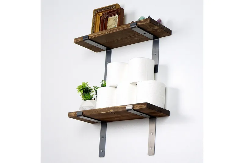 Seinähylly Malong 40 cm - Musta/Pähkinä - Säilytys - Hylly - Seinähylly