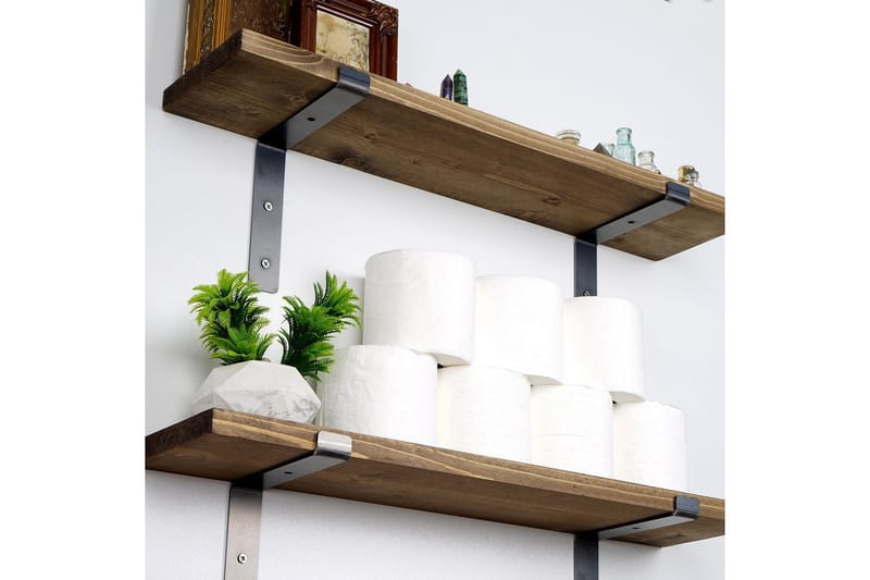 Seinähylly Mikee 60 cm - Musta/Pähkinä - Säilytys - Hylly - Seinähylly