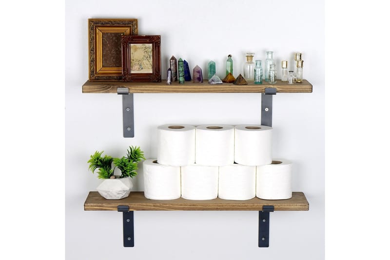 Seinähylly Mikee 60 cm - Musta/Pähkinä - Säilytys - Hylly - Seinähylly