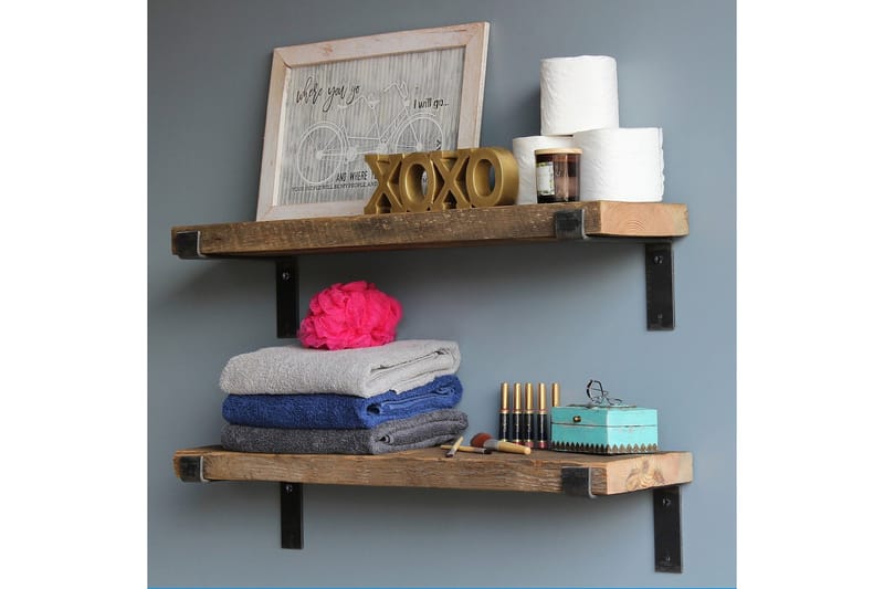 Seinähylly Mikee 60 cm - Musta/Pähkinä - Säilytys - Hylly - Seinähylly