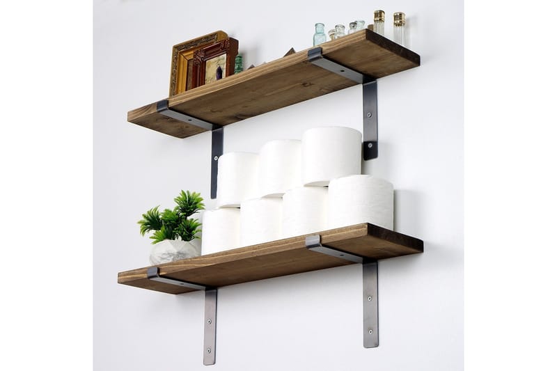 Seinähylly Mikee 60 cm - Musta/Pähkinä - Säilytys - Hylly - Seinähylly