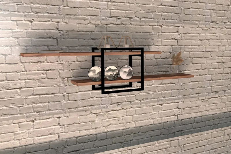 Seinähylly Monells 120x18 cm 2 hyllyä - Ruskea - Säilytys - Hylly - Seinähylly