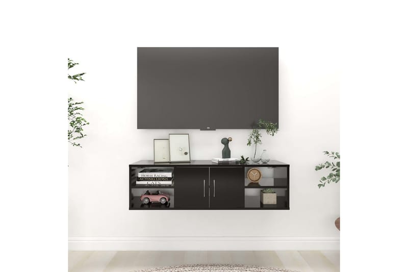 Seinähylly musta 102x30x29 cm lastulevy - Säilytys - Hylly - Seinähylly