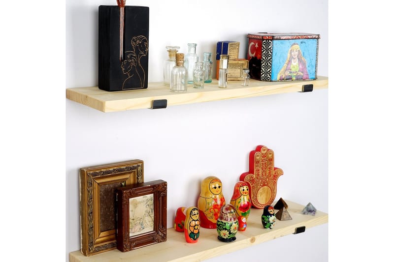 Seinähylly Nawatha 60 cm - Musta/Tammi - Säilytys - Hylly - Seinähylly