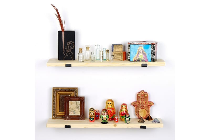 Seinähylly Nawatha 60 cm - Musta/Tammi - Säilytys - Hylly - Seinähylly