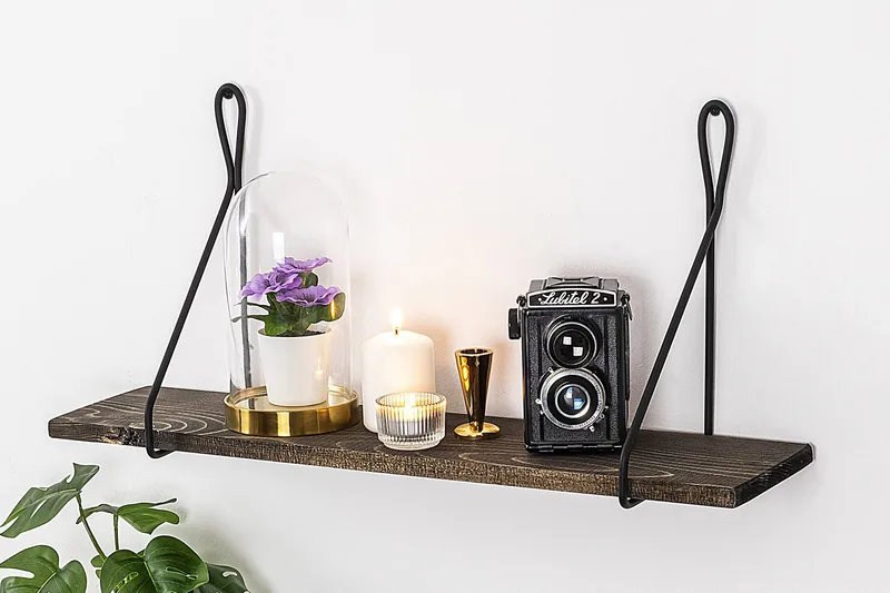 Seinähylly Neflats 15x60 cm - Musta/pähkinä - Säilytys - Hylly - Seinähylly