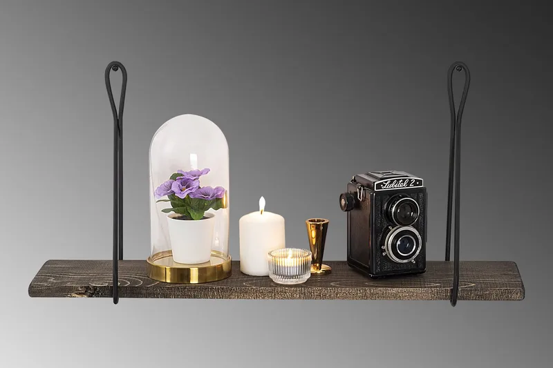 Seinähylly Neflats 15x60 cm - Musta/pähkinä - Säilytys - Hylly - Seinähylly