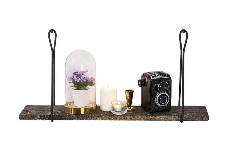 Seinähylly Neflats 15x60 cm - Musta/pähkinä - Säilytys - Hylly - Seinähylly