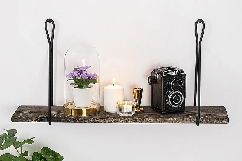 Seinähylly Neflats 15x60 cm - Musta/pähkinä - Säilytys - Hylly - Seinähylly