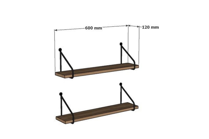 Seinähylly Recoaro 60x12 cm 2 hyllyä - Seinähylly - Keittiöhylly - Hylly