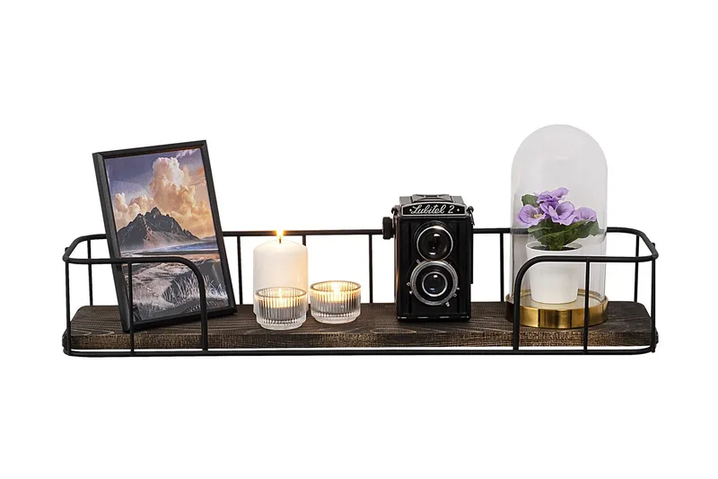 Seinähylly Reutum 15x60 cm - Musta/pähkinä - Säilytys - Hylly - Seinähylly