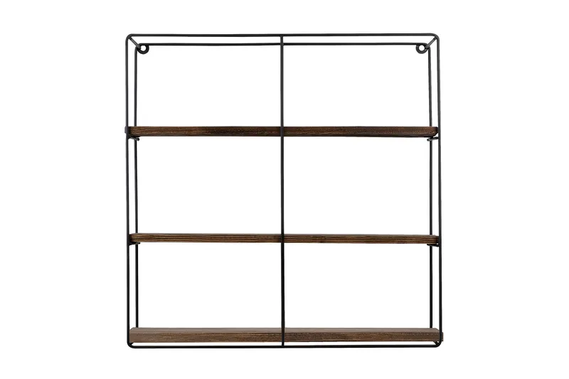 Seinähylly Sunflowera 60x15 cm 3 hyllyä, Musta/Tummanruskea