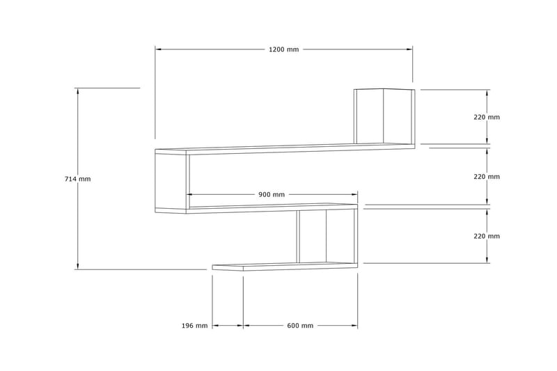 Seinähylly Tarner 20x120 cm 3-pak - Antrasiitti - Seinähylly - Keittiöhylly - Hylly