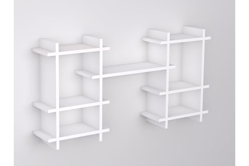 Seinähylly Tefochufo 117x60 cm 7 hyllyä - Valkoinen - Säilytys - Hylly - Seinähylly