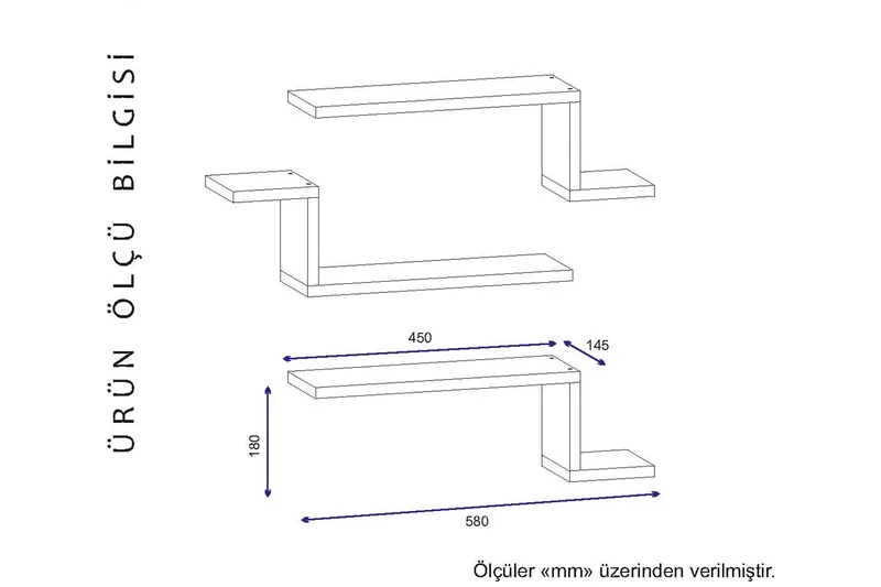 Seinähylly Tessie 58 cm - Säilytys - Hylly - Seinähylly