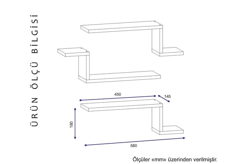 Seinähylly Tessie 58 cm - Säilytys - Hylly - Seinähylly