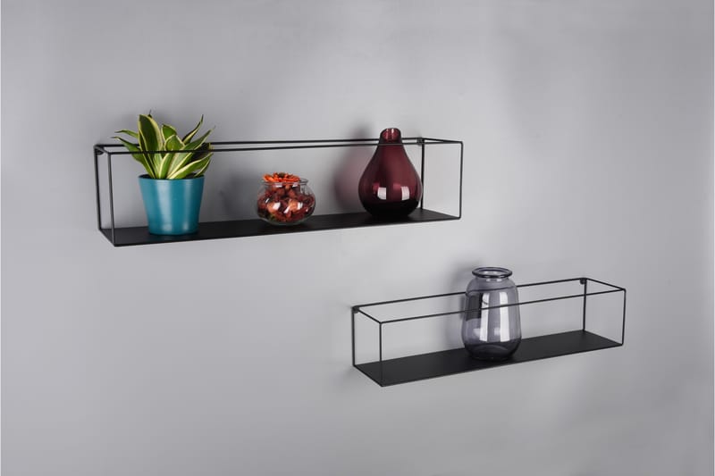 Seinähylly Tinka 2 kpl 65x15x15 cm Musta - Mirrors and more - Säilytys - Hylly - Seinähylly