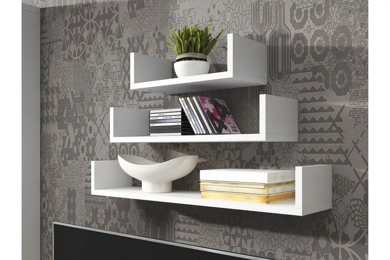 Seinähylly Trio - Harmaa / Valkoinen - Säilytys - Hylly - Seinähylly
