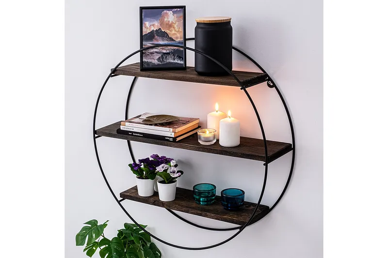 Seinähylly Tulipas 60x15 cm 3 hyllyä - Musta/Tummanruskea - Säilytys - Hylly - Seinähylly