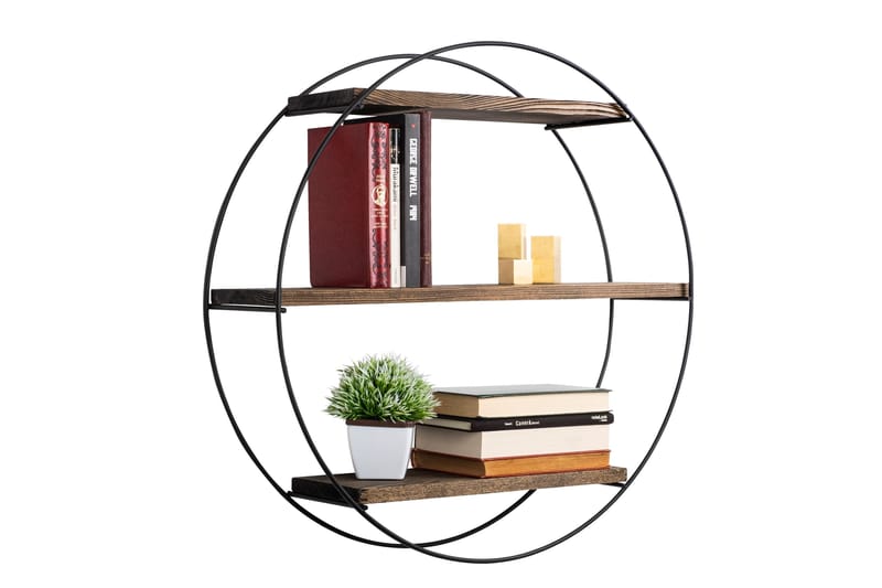 Seinähylly Tulipas 60x15 cm 3 hyllyä - Musta/Tummanruskea - Säilytys - Hylly - Seinähylly